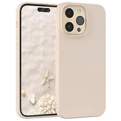 Afbeelding van EAZY CASE Siliconen hoesje voor iPhone 14 Pro Max, zacht, schokbestendig, met camerabescherming, dunne premium bescherming TPU telefoon bumper, taupe