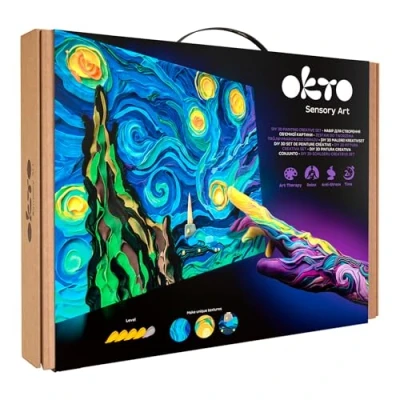 Afbeelding van Okro 3D kunstwerk Sensory Art Vincent Van Gogh The Starry Night klei artist