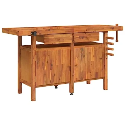 Afbeelding van vidaXL Werkbank met laden en bankschroeven 162x62x83 cm Massief acaciahout