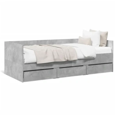 Image de vidaXL Lit de jour et tiroirs gris béton 90x200 cm bois d&#039;ingénierie
