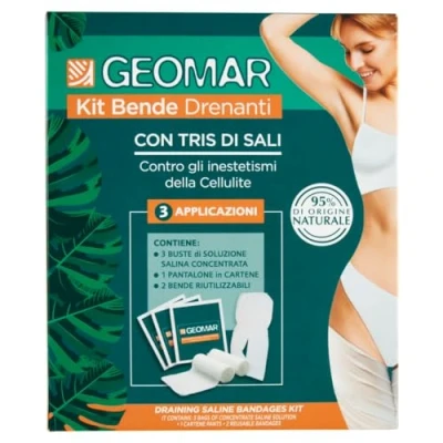 Afbeelding van GEOMAR Drainerende bandageset, tegen onvolkomenheden van cellulitis, 95% natuurlijke oorsprong met zouttrris (marine, epsom, Dode Zee), gemaakt in Italië, 140 ml x 3 toepassingen