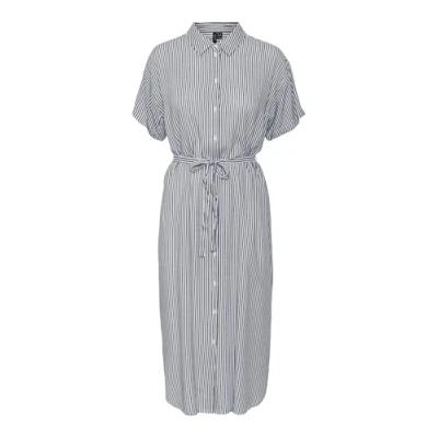 Afbeelding van Vero Moda Bumpy SS CALF Blousejurk, Dames, Maat: Large, Snow white/india ink