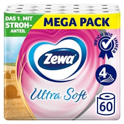 Afbeelding van Zewa Ultrazacht toiletpapier met rietgehalte, 3 x 20 rollen, wit, 60 stuks (1 stuk)