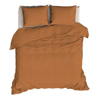 Afbeelding van Satin d&#039;Or Satijnstreep Dekbedovertrek Lits jumeaux 240x200/220 cm Spiced Terra