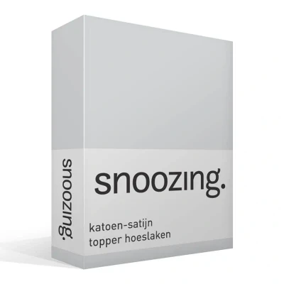 Afbeelding van Snoozing Katoen satijn Topper Hoeslaken Tweepersoons 140x220 cm Grijs