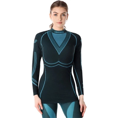 Afbeelding van Ladeheid Thermoshirt Thermo ondergoed Dames Thermokleding Longsleeve Zwart/Turquoise XL LA LA40 WOMEN Top