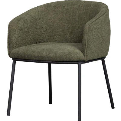 Afbeelding van WOOOD Leon Eetkamerstoel Bouclé Forest Green 77x61x63
