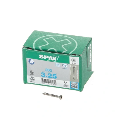 Afbeelding van Spax Spaanplaatschroef lenskop RVS T Star T10 3.0x25mm (per 200 stuks)