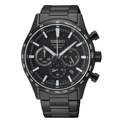 Afbeelding van Seiko heren Chrono New Link horloge SSB415P1 in de kleur Zwart