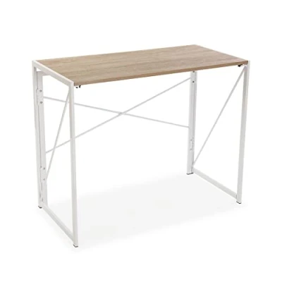 Afbeelding van Versa Jack Computer Bureau tafel, Slaapkamer of Studie Tafel. Gaming Vouwen, Afmetingen (H x B H) 74 45 90 cm, Hout en Metaal, Kleur Wit