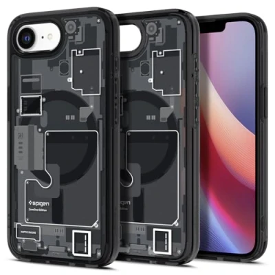 Afbeelding van Spigen iPhone 16e hoes, Ultra Hybrid MagFit, [schematisch ontwerp] Zero One Black