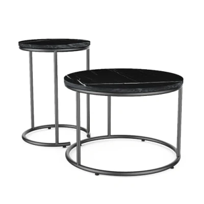 Afbeelding van Vicco Salontafel set Ottawa, Zwart marmer, 55 x 34.5 cm 2 delen