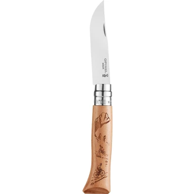 Afbeelding van Opinel N08 Mountain Biking Alpine Serie Engravings RVS en hout