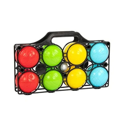 Afbeelding van Idena 40409 Boccia 8 gekleurde ballen met krik en transportmand, behendigheidset voor kinderen volwassenen, ideaal buitensportspel de zomer, tuin of park, meerkleurig