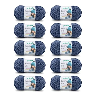 Afbeelding van Gründl Funny Uni brei en haakgaren (fluweelachtig chenillegaren 100% polyester, 10 x 100 g/120 m, naalddikte 5 6) marineblauw