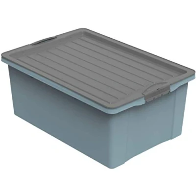 Afbeelding van Rotho compacte opbergdoos 38 liter met deksel, kunststof (gerecycled polypropyleen), BPA vrij, blauw/antraciet, A3/38 (57,0 x 40,0 25,0 cm)