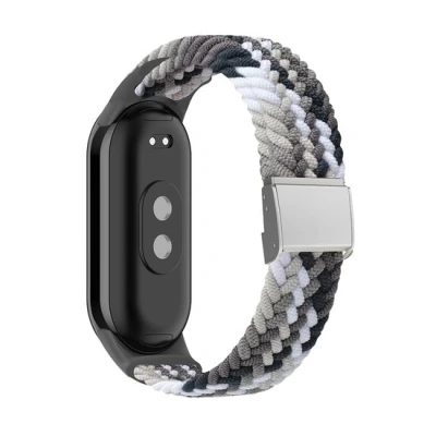 Afbeelding van Braided nylon bandje Grijs met wit Xiaomi Smart band 8