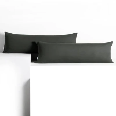 Afbeelding van DecoKing 2 kussenslopen 40 x 145 cm jersey katoen ritssluiting grafiet amber