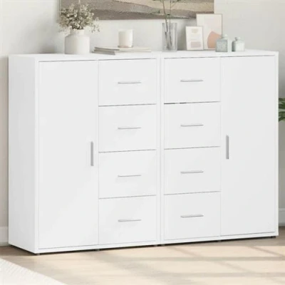 Afbeelding van vidaXL Dressoirs 2 st 60x31x84 cm bewerkt hout wit