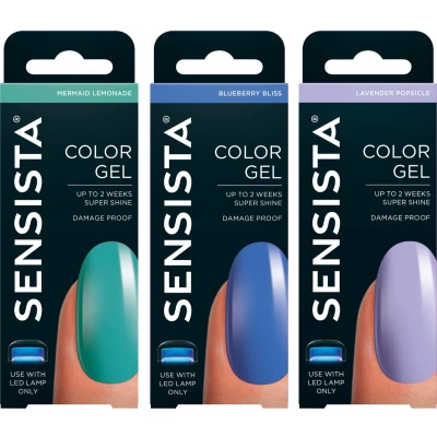 Afbeelding van Sensista Mystic Tones Set Color Gel Gellak Voordeelset Lila Blauw Groen nagellak voor LED lamp 3 stuks