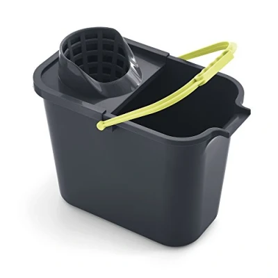 Afbeelding van Mery Rechthoekige emmer van 12 liter met afdruiprek, grijs/limoengroen, 23 x 37 29 cm