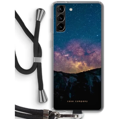 Afbeelding van Case Company® hoesje met Koord geschikt voor Samsung Galaxy S21 Plus Travel to space Telefoonhoesje Zwart Bescherming aan alle Kanten en Over de Schermrand