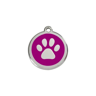 Afbeelding van Paw Print Purple roestvrijstalen hondenpenning small/klein dia. 2 cm RedDingo