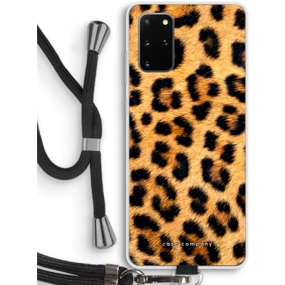 Afbeelding van Case Company® hoesje met Koord geschikt voor Samsung Galaxy S20 Plus Luipaard Telefoonhoesje Zwart Bescherming aan alle Kanten en Over de Schermrand
