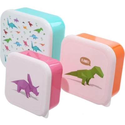Afbeelding van Brooddoos dino origami set van 3 Puckator