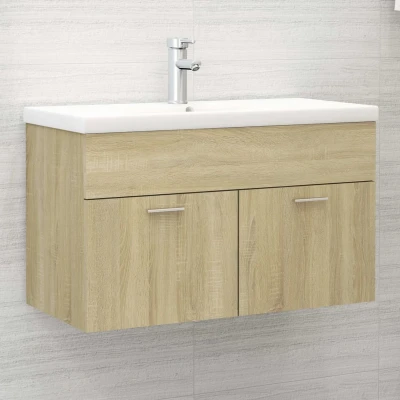 Afbeelding van Wastafelkast 80x38,5x46 cm spaanplaat sonoma eikenkleurig