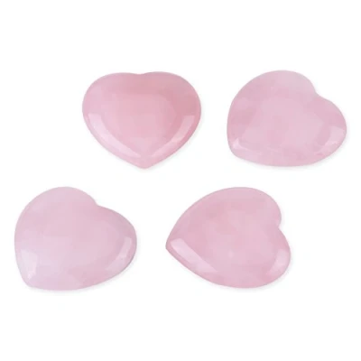 Afbeelding van 4 stks Healing Crystal Rose Quartz Gesneden Hartvorm Roze Steen Reiki Balancing Halfedelsteen Decor