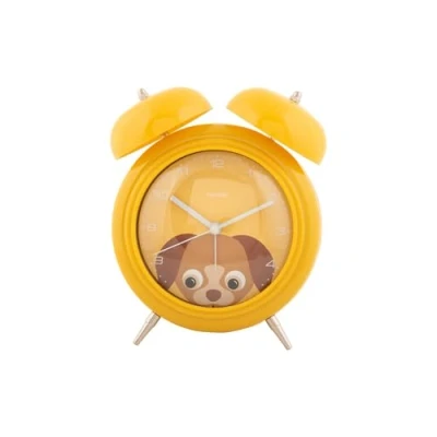Afbeelding van Karlsson Wekker Peekaboo Dog Geel 15.2x6.5x18.2cm Scandinavisch Sinterklaas cadeau cadeautjes vrouw man voor haar hem Sint Kado