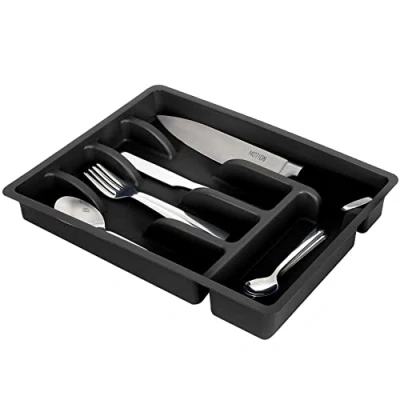 Afbeelding van Bestekbak Zwart 36x25,5 cm Bestekhouder Bestekcassette Besteklade