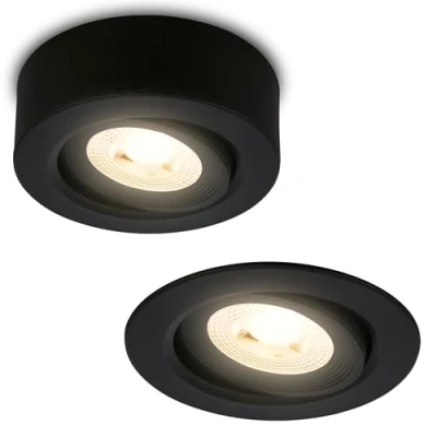Afbeelding van Briloner Desi LED opbouwspot 2 in 1 en inbouwspot 7990015 Draaibaar Dimbaar Vlak Warm wit licht Ø9 x 3 cm Zwart