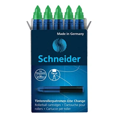 Image de Schneider 185404 Cartouche pour stylo roller One Change (indélébile, non effaçable) Lot de 5, Vert