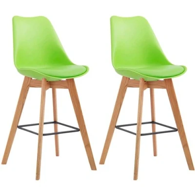 Image de CLP Lot de 2 tabourets bar Metz avec assise en plastique , Nature/Vert