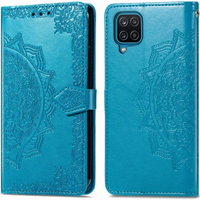 Afbeelding van iMoshion Hoesje Geschikt voor Samsung Galaxy A12 Met Pasjeshouder Mandala Bookcase Turquoise