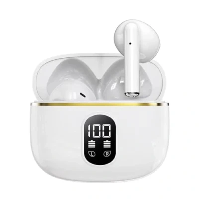 Afbeelding van draadloze Bluetooth hoofdtelefoon, 5.3 hoofdtelefoon met 4 HD hifi stereo microfoon, 13,4 mm sterke luidsprekers, led display, IPX7 waterdicht
