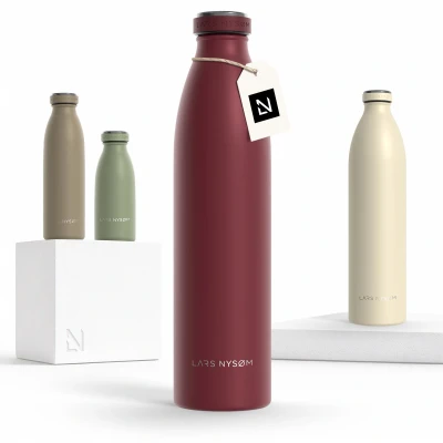 Afbeelding van LARS NYSØM &#039;Ren&#039; Roestvrijstalen drinkfles 1000ml BPA vrije geïsoleerde waterfles voorSport, Fiets, Volwassene, Kids Berry