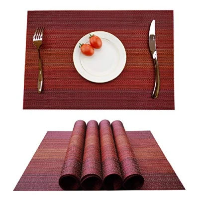 Afbeelding van Placemats, 4 stuks, antislip, afwasbaar, gemaakt van pvc, hittebestendig en vuilafstotend, voor keuken eetttafel,