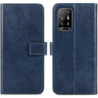 Afbeelding van iMoshion Hoesje Geschikt voor Oppo A94 (5G) Met Pasjeshouder Luxe Bookcase Donkerblauw