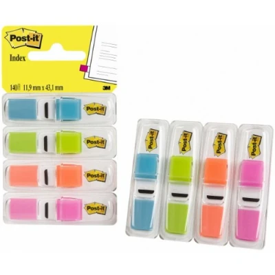 Afbeelding van Post it Index Smal, 4 X 35 Tabs, Turkoois, Lichtgroen, Oranje En Roze