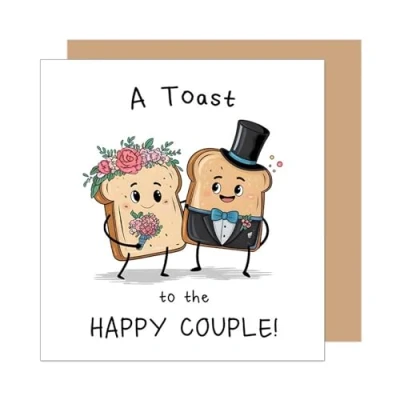 Afbeelding van Edition Seidel HQ139 SW025 Premium vierkante wenskaart voor bruiloft met envelop, motief Just Married Toast