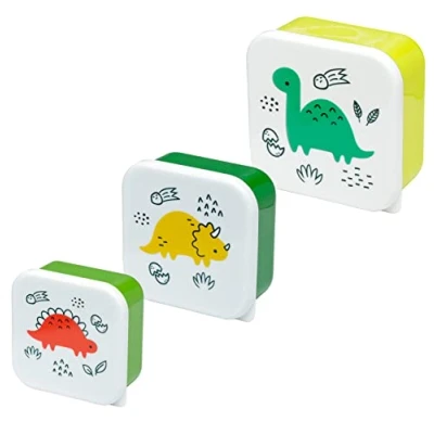 Afbeelding van Broodtrommel snackdoos dino set van 3 Puckator