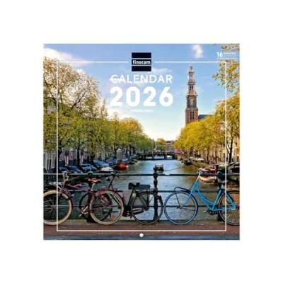 Afbeelding van Finocam Wandkalender 2026, 30 x cm, 1 maand per pagina, januari december 2026 + zeven 2025 (4 maanden) verminderd Kalender Afbeeldingen Amsterdam Internationaal