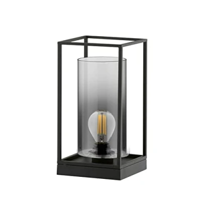 Afbeelding van Fischer &amp; Honsel Tafellamp Samu 1x E27 max. 40,0 W (excl.) Zwarte Zandgrond Metaal met Rookglas