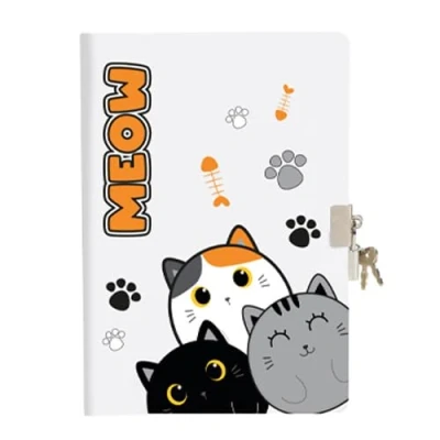Afbeelding van I TOTAL® Geheime agenda met metalen slot en twee sleutels/geheime pagina&#039;s stippen (Cats)