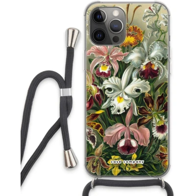 Afbeelding van Case Company® hoesje met Koord geschikt voor iPhone 13 Pro Max Haeckel Orchidae Telefoonhoesje Zwart Extra Bescherming aan alle Kanten en Over de Schermrand