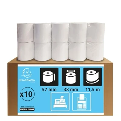 Afbeelding van Spoelen voor rekenmachines en kratten 1 vouw extra wit 60 g/m? 57 mm x 38 12 (11,5 m)