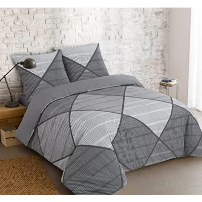 Afbeelding van Vision Harold Grey Dekbedovertrek 240x220cm met 2 bijhorende slopen 100% katoen